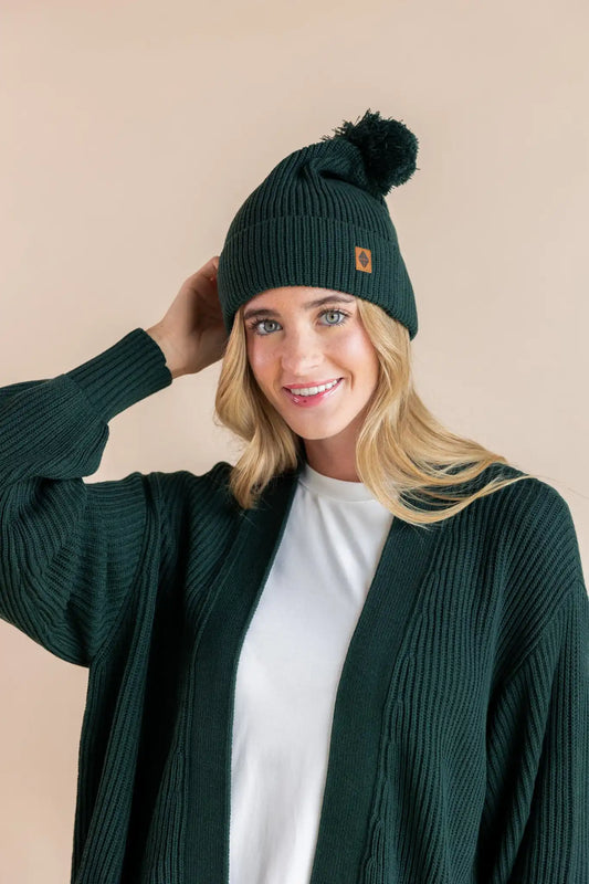 Chunky Knit Adult Pom in Cypress