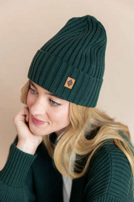 Chunky Knit Adult Ribbed Beanie in Cypress