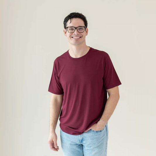 Men's Crew Neck Tee in Burgundy