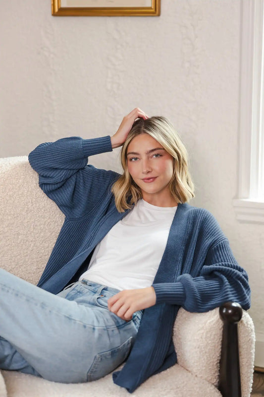 Chunky Knit Women's Oversized Cardigan in Oxford