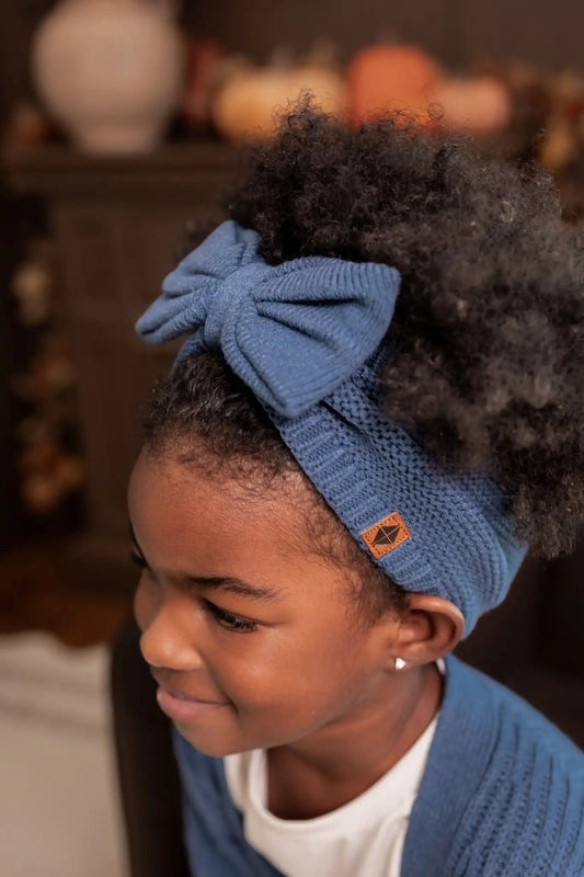 Chunky Knit Bow Headband in Oxford