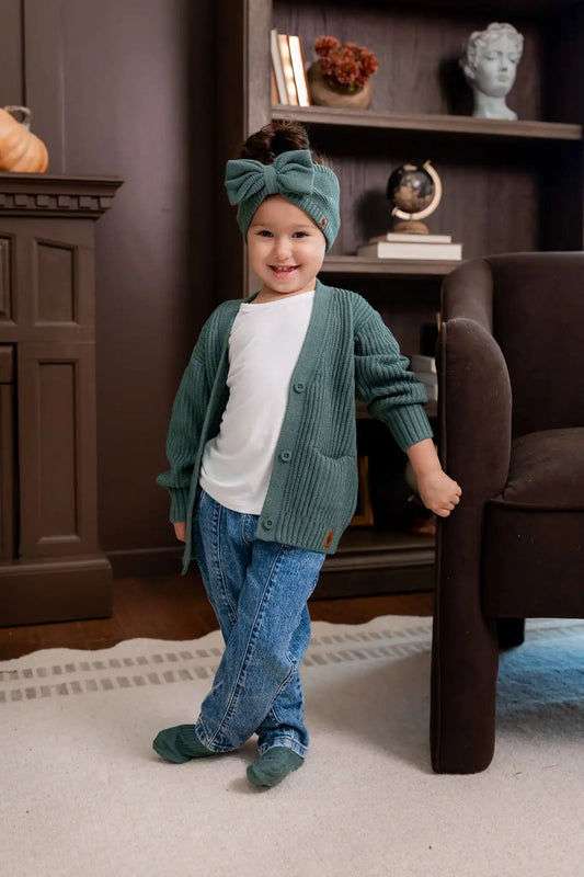 Chunky Knit Oversized Cardigan in Pine