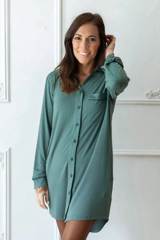 Long Sleeve Women’s Nightshirt in Pine
