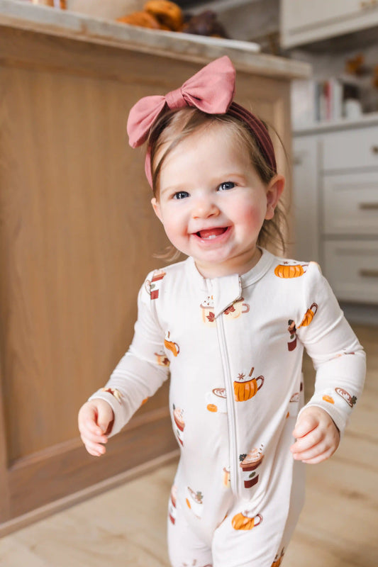 Zippered Romper in Pumpkin Spice Latte