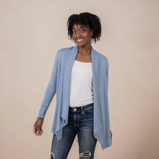 Women's French Terry Wrap Top in Slate