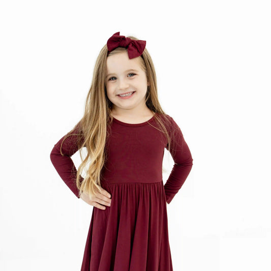 Knotted Bow Headband in Burgundy