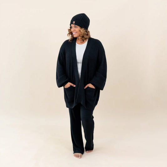 Chunky Knit Adult Ribbed Beanie in Midnight