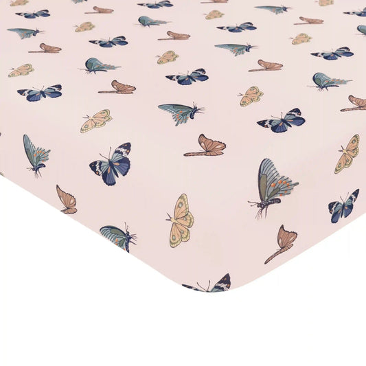 Crib Sheet in Blush Butterfly