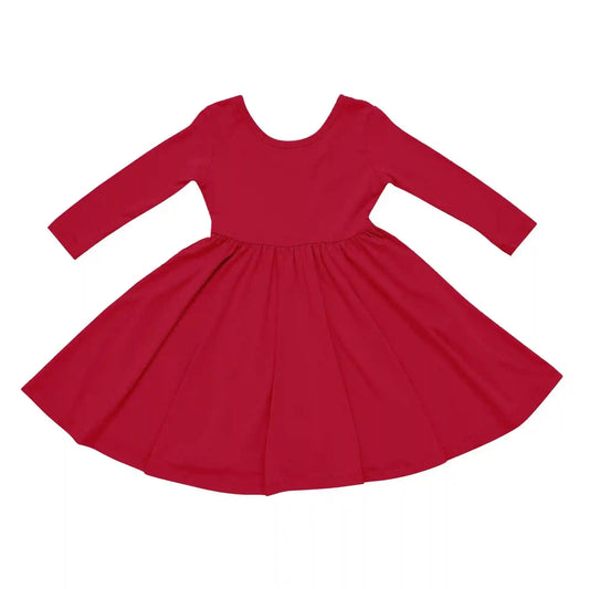 Long Sleeve Twirl Dress in Cardinal