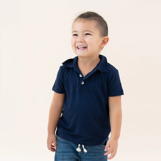 Toddler Short Sleeve Polo in Navy